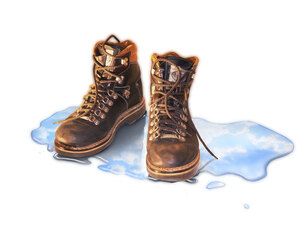 Schoenen in plas